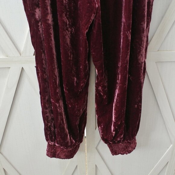 Anthropologie Gloria Velvet Joggers in Wine Bordeaux - Picture 9 of 9